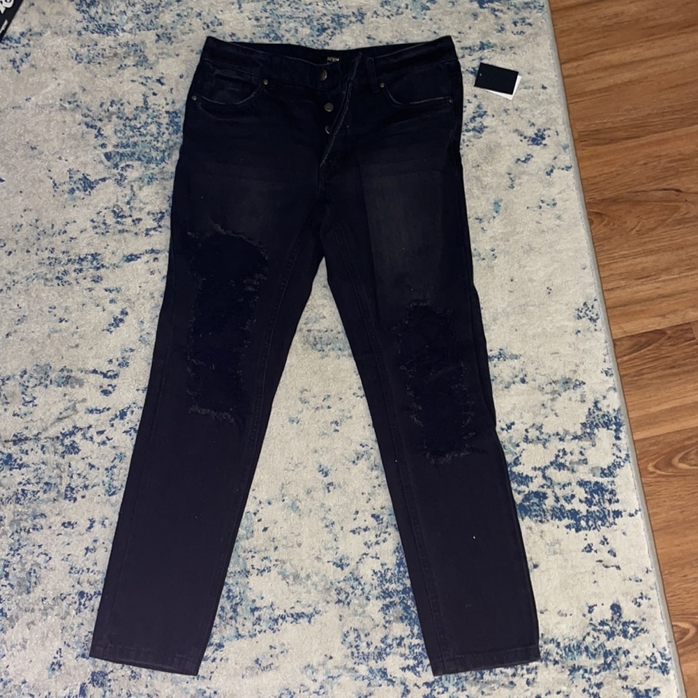 AFRM straight black jeans w rips! With tags - Picture 2 of 5